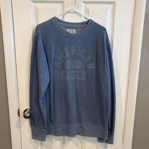 American Eagle Outfitters Men's Washed Blue Crewneck Sweatshirt Size Large